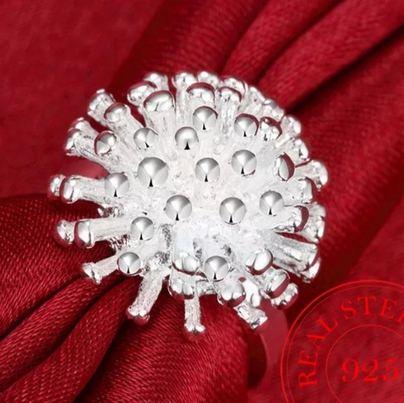 925 Sterling silver vintage fireworks silver ring - Picture 4 of 9